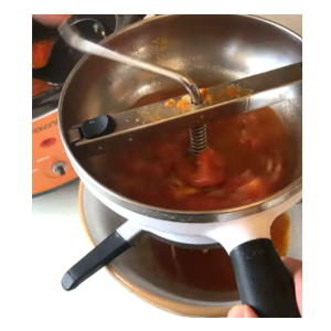 food mill tomato and basil soup making