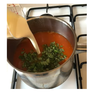 Basil in tomato soup