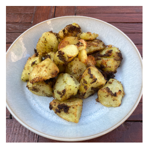 basil pesto and roast potatoes