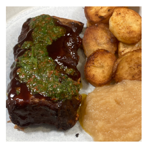 BBQ pork ribs and Chimichurri Argentinian sauce